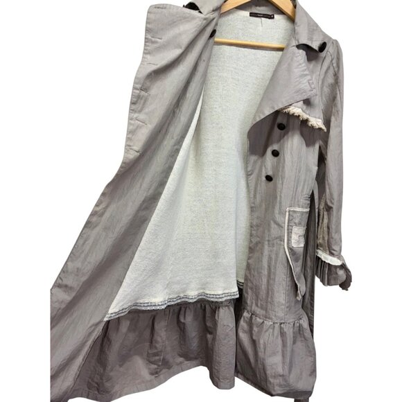 VTG Y2K Anthropologie Hazel Boho Jacket Taupe Lightweight Raw Hems Pockets M #g - Picture 7 of 13